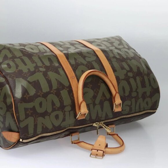 LOUIS VUITTON Monogram graffiti Keepall 50 Boston Bag Khaki M92196 Auth EC602AV - Picture 8 of 16
